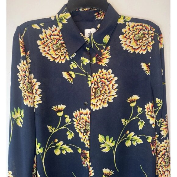 Cabi Daisy Floral Sheer Button Down Top Medium Boho Indie Peasant Festival - Picture 2 of 10
